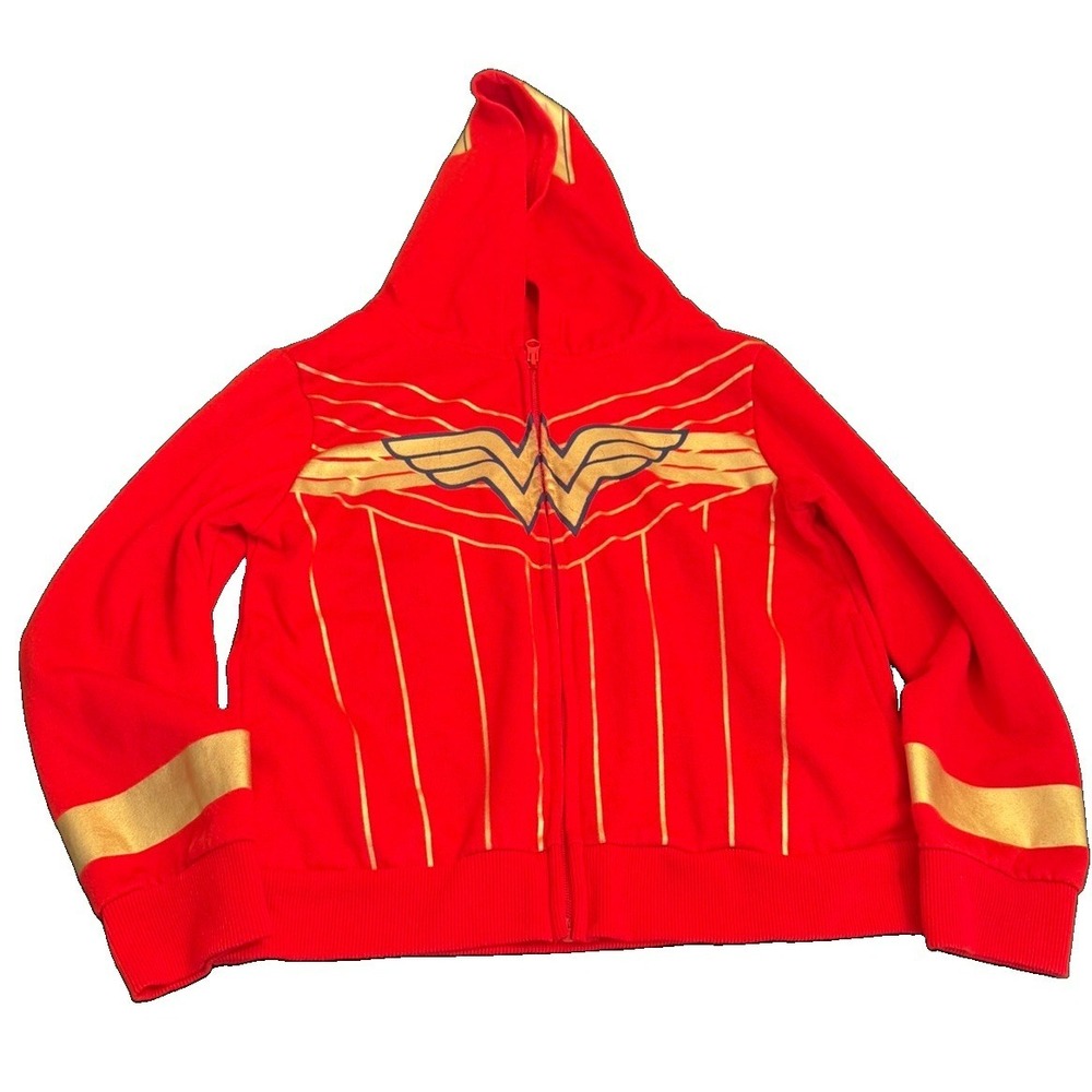 Wonder Woman Red Full Zip Hoodie Girl's Size XL 14/16
